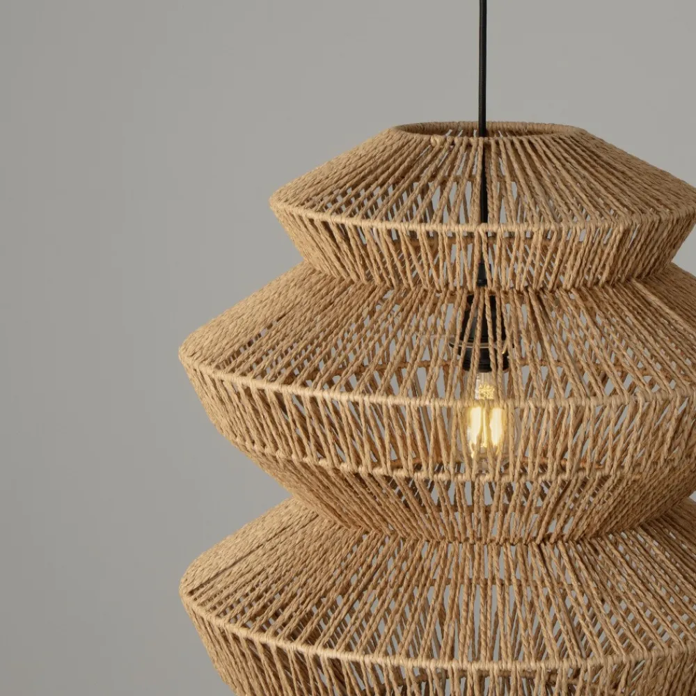 Lampadari Moderni-Selezionato da Mazzolaluce Lampadario di rattan 50 cm intrecciato a sospensione