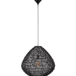 Lampadari Moderni-Selezionato da Mazzolaluce Lampadario di rattan e corda di carta nera filo in tessuto per soggiorno