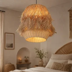 Lampadario Camera Da Letto-Selezionato da Mazzolaluce Lampadario di rattan e rafia per camera da letto