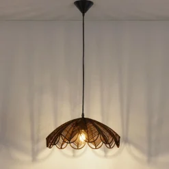 Lampadari Cucina-Selezionato da Mazzolaluce Lampadario di rattan marrone intrecciato per cucina