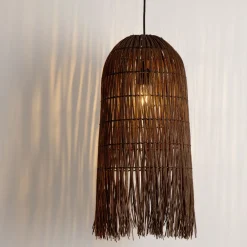 Lampadario Camera Da Letto-Selezionato da Mazzolaluce Lampadario di rattan marrone lungo per camera da letto
