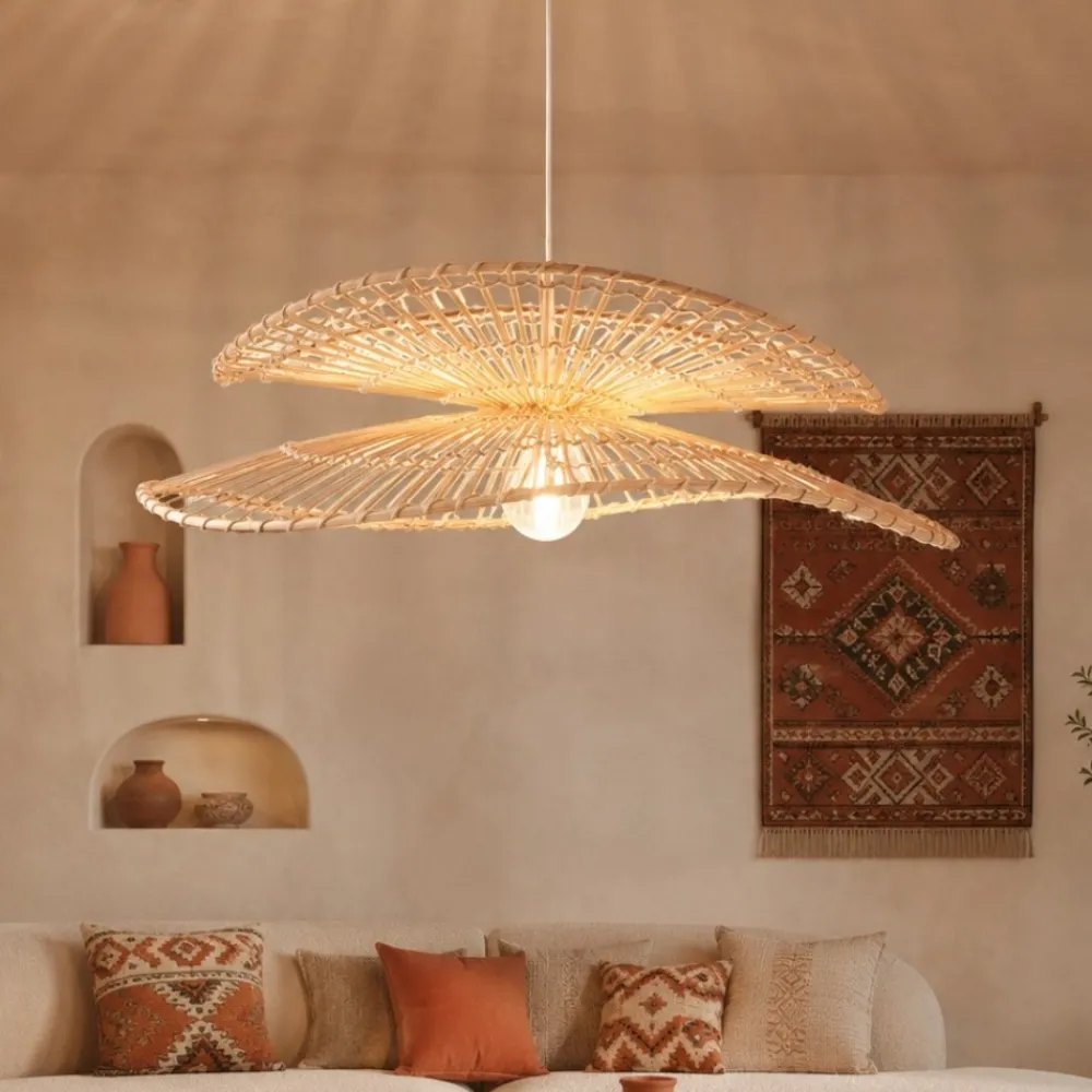 Lampadari Cucina-Selezionato da Mazzolaluce Lampadario di rattan naturale e bamboo rattan per cucina