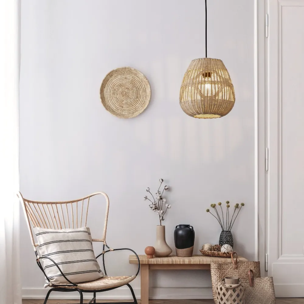 Lampadari Moderni-Selezionato da Mazzolaluce Lampadario di rattan naturale 27 cm a sospensione