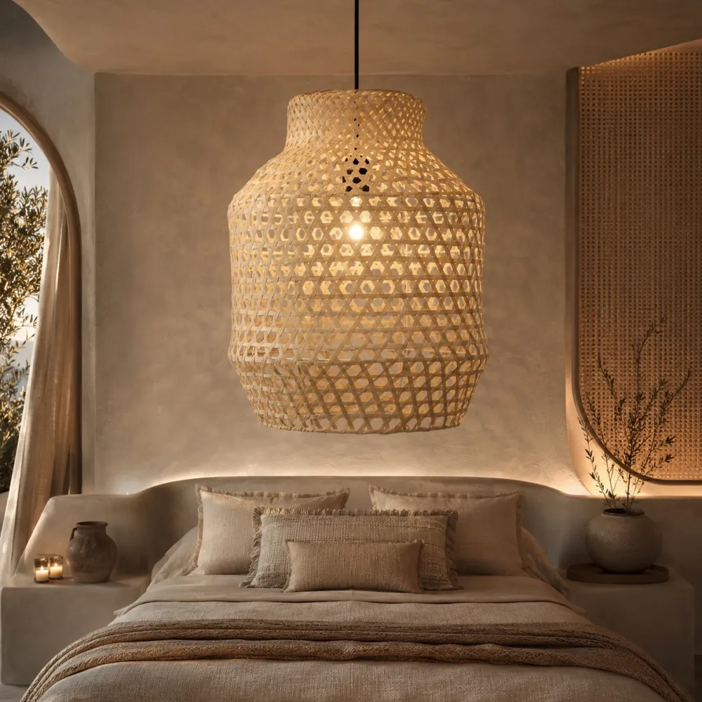 Lampadario Camera Da Letto-Selezionato da Mazzolaluce Lampadario di rattan naturale per camera da letto