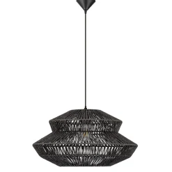 Lampadari Moderni-Selezionato da Mazzolaluce Lampadario di rattan nero 50 cm per soggiorno