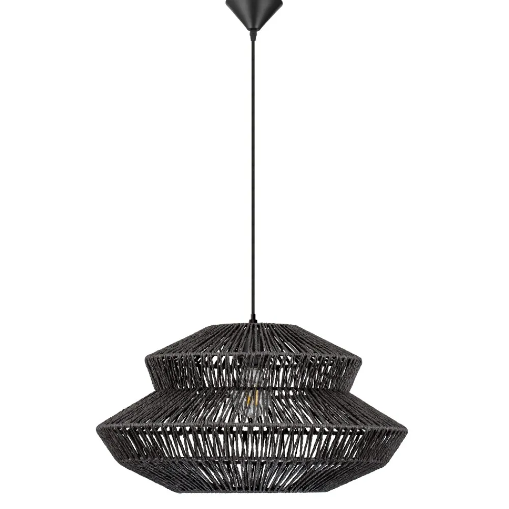 Lampadari Moderni-Selezionato da Mazzolaluce Lampadario di rattan nero 50 cm per soggiorno