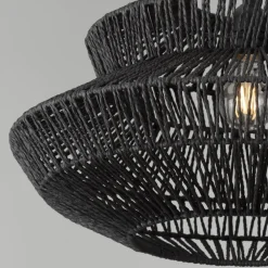 Lampadari Moderni-Selezionato da Mazzolaluce Lampadario di rattan nero 50 cm per soggiorno