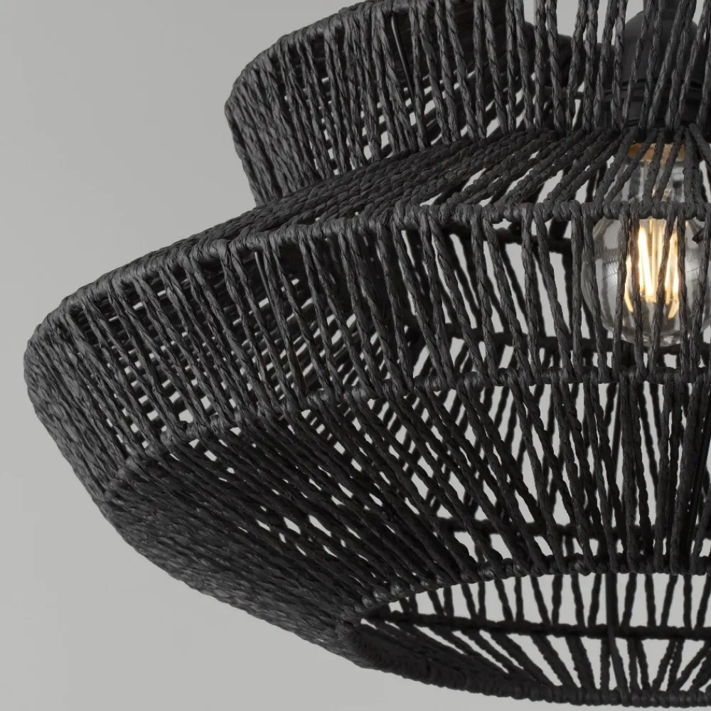Lampadari Moderni-Selezionato da Mazzolaluce Lampadario di rattan nero 50 cm per soggiorno