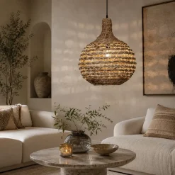 Lampadari Moderni-Selezionato da Mazzolaluce Lampadario di rattan per sala da pranzo