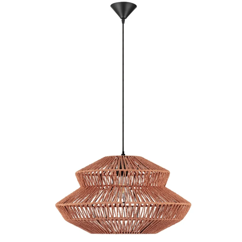 Lampadari Moderni-Selezionato da Mazzolaluce Lampadario di rattan rosso intrecciato per soggiorno