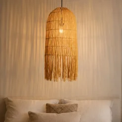 Lampadario Camera Da Letto-Selezionato da Mazzolaluce Lampadario di rattan sottile giallo per camera da letto