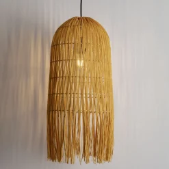 Lampadario Camera Da Letto-Selezionato da Mazzolaluce Lampadario di rattan sottile giallo per camera da letto