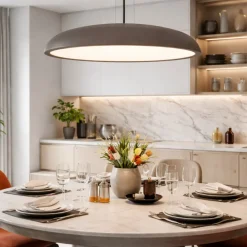 Lampadari Cucina-Selezionato da Mazzolaluce Lampadario disco 60cm marrone led 44w 3000k per tavolo sala da pranzo