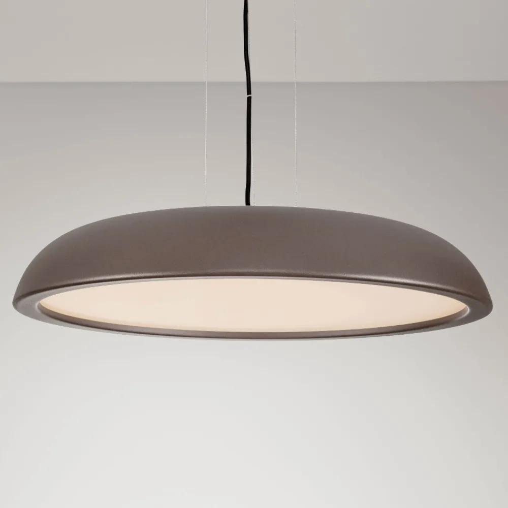 Lampadari Cucina-Selezionato da Mazzolaluce Lampadario disco 60cm marrone led 44w 3000k per tavolo sala da pranzo