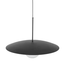 Lampadari Cucina-Selezionato da Mazzolaluce Lampadario disco nero in metallo 65 cm per cucina moderna sfera di vetro