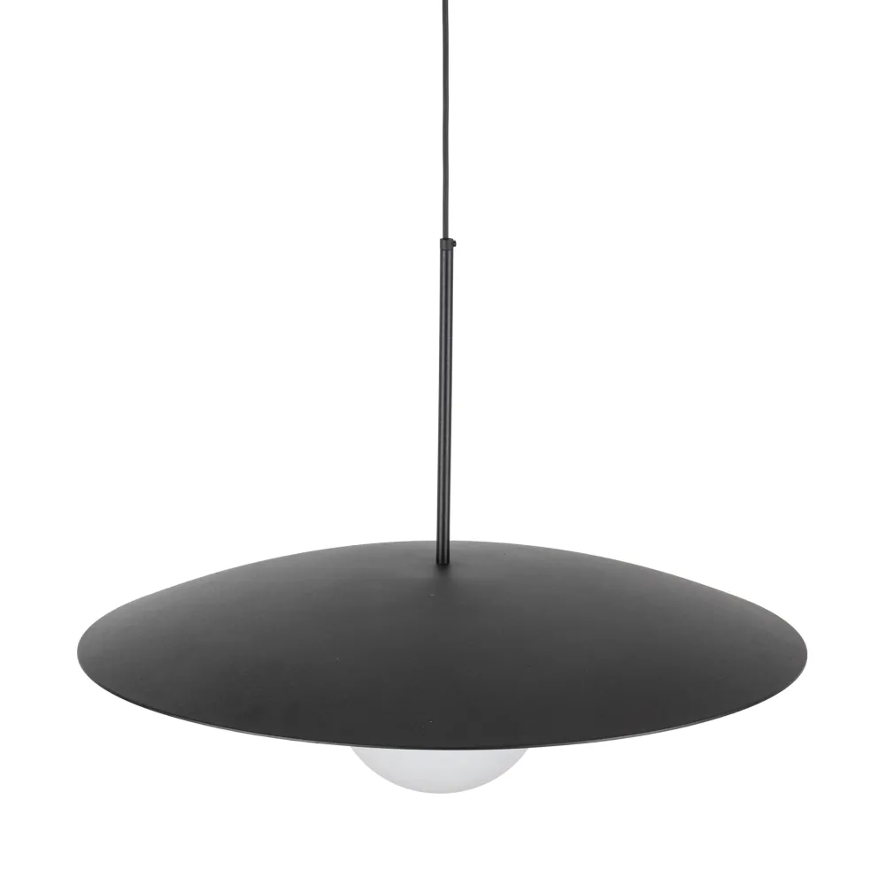 Lampadari Cucina-Selezionato da Mazzolaluce Lampadario disco nero in metallo 65 cm per cucina moderna sfera di vetro