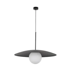 Lampadari Cucina-Selezionato da Mazzolaluce Lampadario disco nero in metallo 65 cm per cucina moderna sfera di vetro