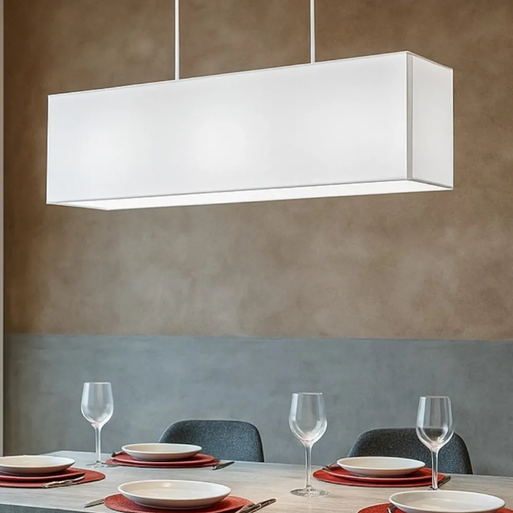 Lampadari Moderni-Perenz Illuminazione Lampadario di tessuto bianco rettangolare para hotel perenz