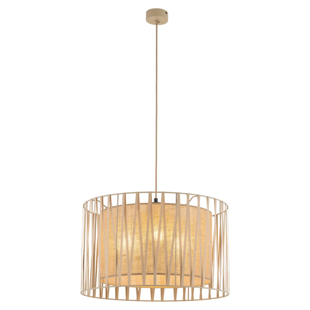 Lampadario Camera Da Letto-Selezionato da Mazzolaluce Lampadario di tessuto 50 cm sabbia cilindro intreccio per camera da letto