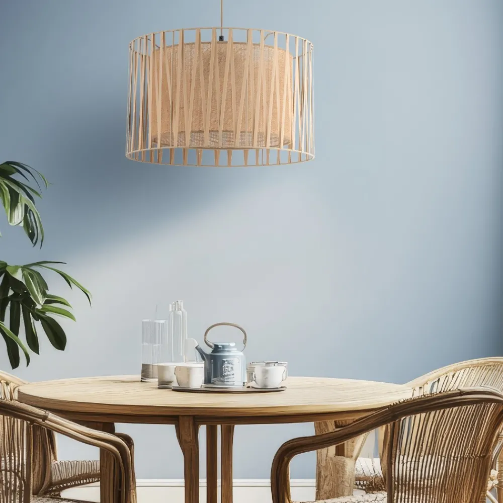 Lampadario Camera Da Letto-Selezionato da Mazzolaluce Lampadario di tessuto 50 cm sabbia cilindro intreccio per camera da letto
