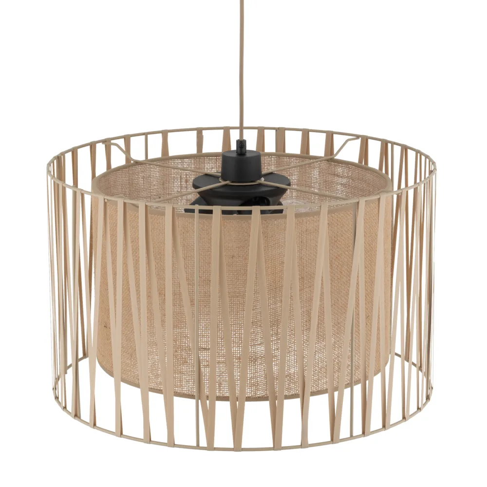 Lampadario Camera Da Letto-Selezionato da Mazzolaluce Lampadario di tessuto 50 cm sabbia cilindro intreccio per camera da letto