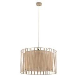 Lampadario Camera Da Letto-Selezionato da Mazzolaluce Lampadario di tessuto 50 cm sabbia cilindro intreccio per camera da letto