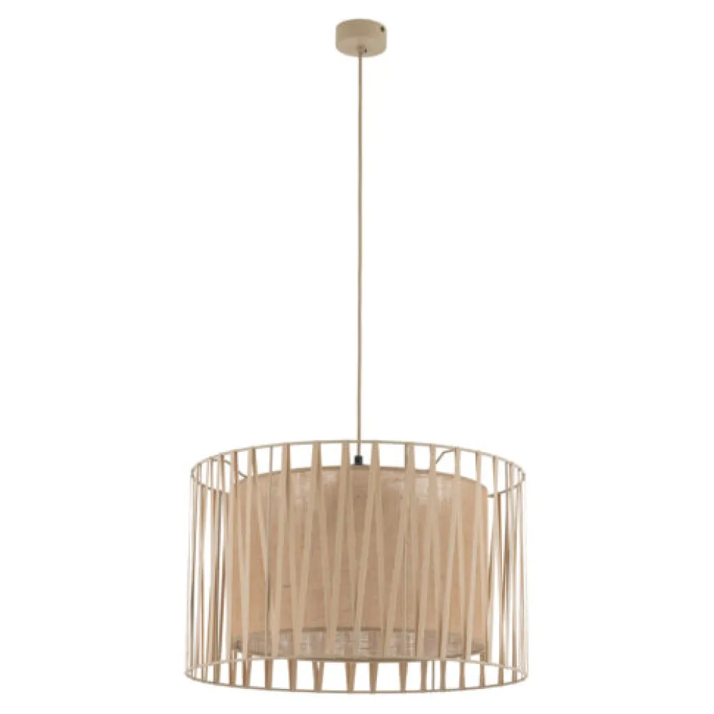 Lampadario Camera Da Letto-Selezionato da Mazzolaluce Lampadario di tessuto 50 cm sabbia cilindro intreccio per camera da letto