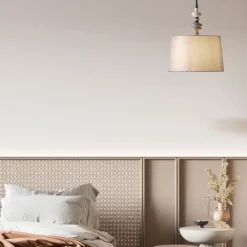 Lampadario Camera Da Letto-Selezionato da Mazzolaluce Lampadario di tessuto per camera da letto ceramica grigio marrone
