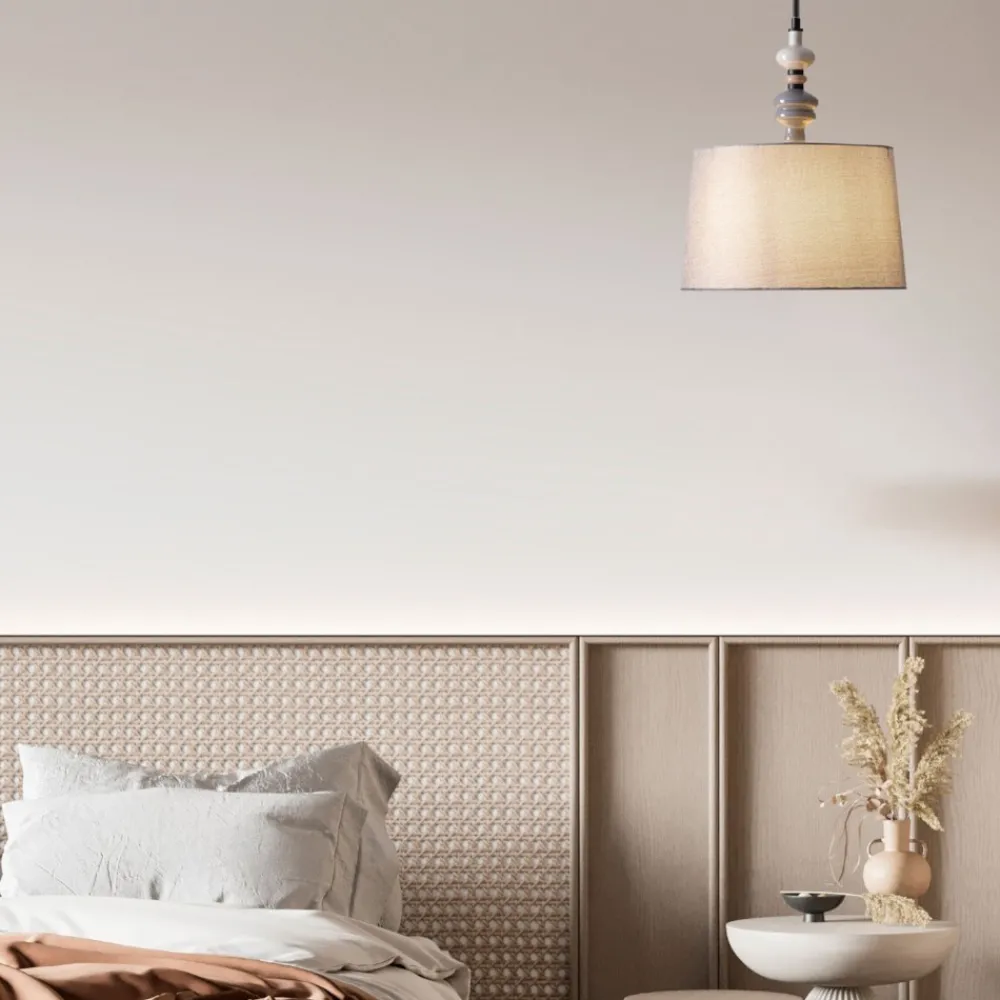 Lampadario Camera Da Letto-Selezionato da Mazzolaluce Lampadario di tessuto per camera da letto ceramica grigio marrone