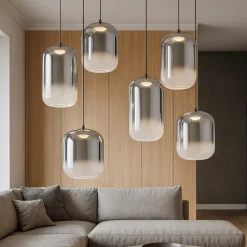 Lampadari Moderni-Selezionato da Mazzolaluce Lampadario di vetro fume moderna per soggiorno led 25w 3000k