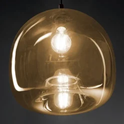 Lampadari Moderni-Fabas Luce Lampadario di vetro soffiato ambra trasparente maia