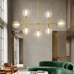 Lampadari Moderni-Miloox Lampadario dom ottone oro moderno per soggiorno fp