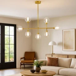 Lampadari Moderni-Miloox Lampadario dom ottone oro moderno per soggiorno fp