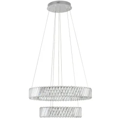 Lampadari Moderni-Selezionato da Mazzolaluce Lampadario doppio anello di cristalli trasparenti per soggiorno