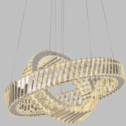 Lampadari Moderni-Selezionato da Mazzolaluce Lampadario doppio anello di cristalli trasparenti per soggiorno