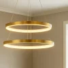 Lampadari Moderni-Selezionato da Mazzolaluce Lampadario doppio anello foglia oro led 3000k dimmerabile moderno