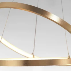 Lampadari Moderni-Selezionato da Mazzolaluce Lampadario doppio anello foglia oro led 3000k dimmerabile moderno