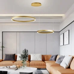 Lampadari Moderni-Gea Luce Lampadario doppio anello oro spazzolato led 60w 3000 lm 3000k