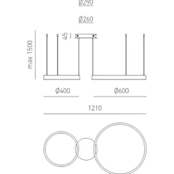 Lampadari Moderni-Gea Luce Lampadario doppio anello oro spazzolato led 60w 3000 lm 3000k
