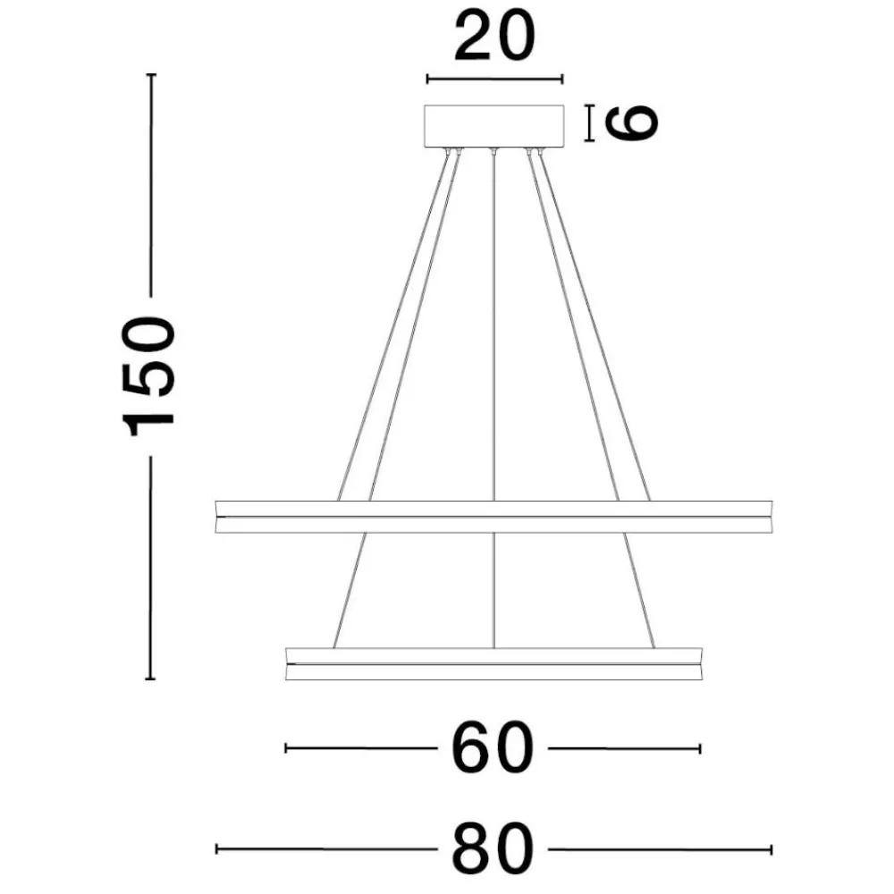 Lampadari Moderni-Selezionato da Mazzolaluce Lampadario doppio cerchio nero oro 80cm led98w 30000k dimmerabile