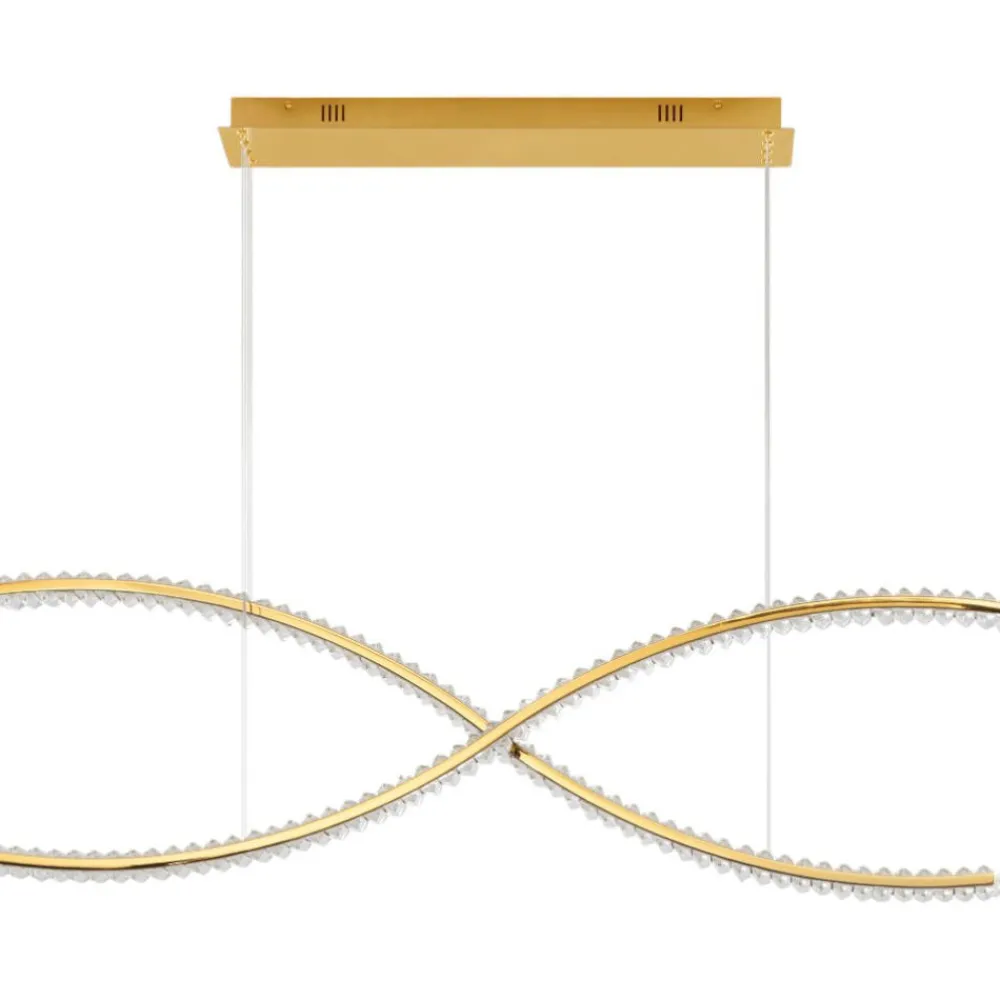 Lampadari Moderni-Selezionato da Mazzolaluce Lampadario dorato con cristalli led 95w 3500k per soggiorno