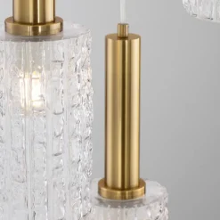 Lampadari Moderni-Selezionato da Mazzolaluce Lampadario dorato 3 luci moderno vetri trasparenti