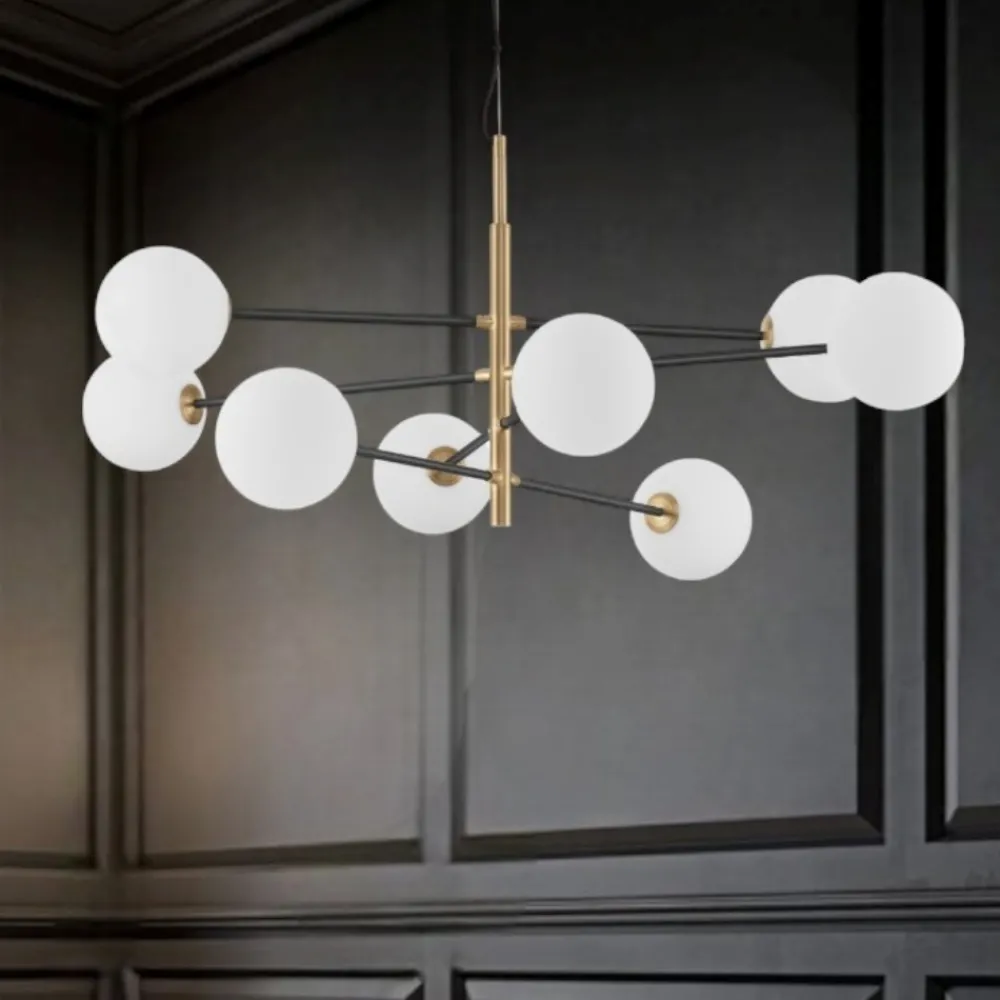 Lampadari Moderni-Selezionato da Mazzolaluce Lampadario dorato moderno nero per soggiorno