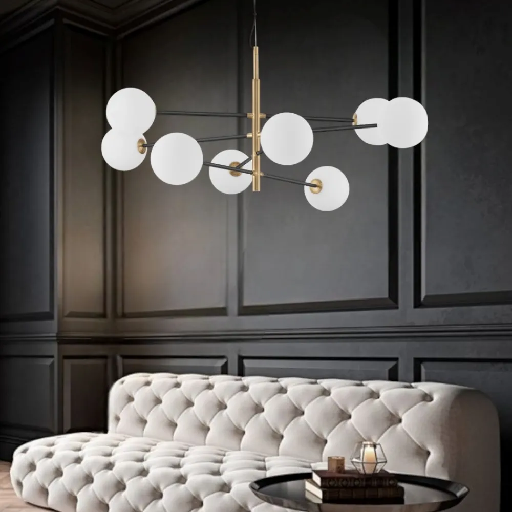 Lampadari Moderni-Selezionato da Mazzolaluce Lampadario dorato moderno nero per soggiorno