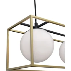 Lampadari Cucina-Selezionato da Mazzolaluce Lampadario dorato per tavolo da cucina sfere vetro bianco