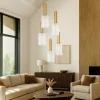 Lampadari Moderni-Selezionato da Mazzolaluce Lampadario dorato 5 vetri pendenti a cascata stile contemporaneo