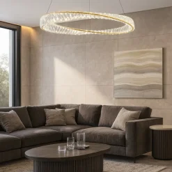 Lampadari Moderni-Selezionato da Mazzolaluce Lampadario elegante cerchio di cristallo per soggiorno