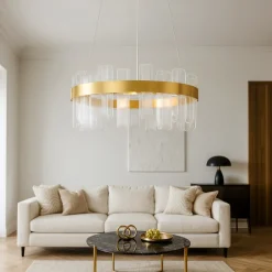 Lampadari Moderni-Selezionato da Mazzolaluce Lampadario elegante moderno per soggiorno dorato deisgn