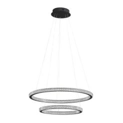 Lampadari Moderni-Selezionato da Mazzolaluce Lampadario elegante nero doppio anello led 54w 3000k cristalli