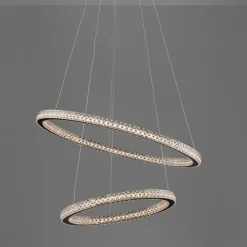 Lampadari Moderni-Selezionato da Mazzolaluce Lampadario elegante nero doppio anello led 54w 3000k cristalli